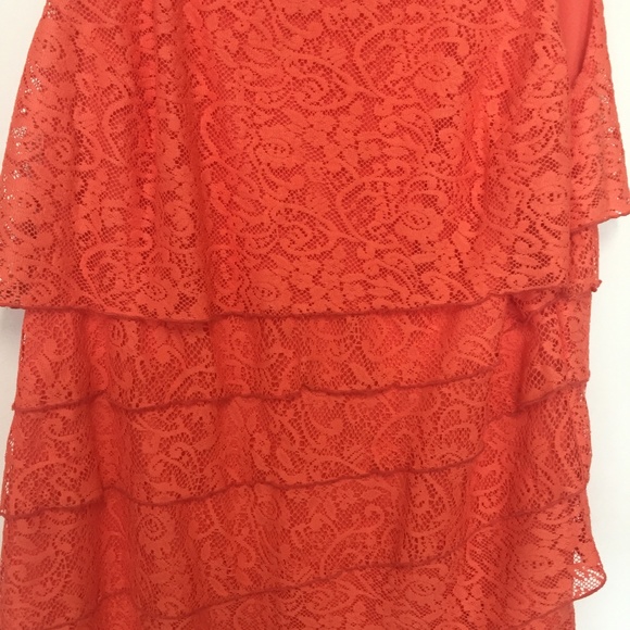 Brillant Orange Lined Lace Layered Dress from Macy - Picture 3 of 4